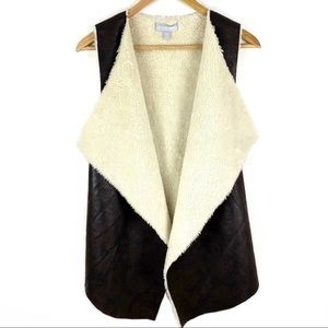 Nordstrom Vest Shearling Faux Leather Brown Women’s Size S/M Fleece